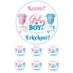 Pasta9 Yenilebilir Pasta Resmi Kızmı Erkekmi Pirinç Kağıdından 6-8-10 Kişilik Pastaya Uygun 16 cm