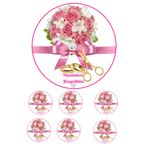Pasta9 Yenilebilir Pasta Resmi Pirinç Kağıdından Nişan 6-8-10 Kişilik Pastaya Uygun 16 Cm