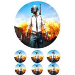Pasta9 Yenilebilir Pasta Resmi Pirinç Kağıdından Pubg 6-8-10 Kişilik Pastaya Uygun 16 cm
