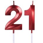Pastalar için Kırmızı 21. ve 12. Doğum Günü Mumları, Numara 21 12 1 2 Parti Yıldönümü Düğün Kutlaması Dekorasyon için Glitter Mum Kek Topper