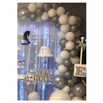 Pastel Beyaz Gri Balon 70 Adet + 5 Mt. Balon Zinciri