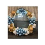 Pastel Beyaz -Mavi - Krom Gold Balon Zinciri 100 Adet