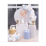 Pastel Beyaz -Mavi - Krom Gold Balon Zinciri 70 Adet