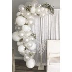 Pastel Beyaz Metalik Beyaz Şeffaf Balon Düğün Zinciri 50 Adet + 5 mt balon zinciri
