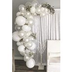 Pastel Beyaz Metalik Beyaz Şeffaf Balon Düğün Zinciri 70 Adet + 5 mt balon zinciri