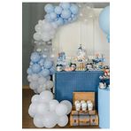 Pastel Beyaz Pastel Açık Mavi Şeffaf Balon Konsept Zinciri 70 Adet