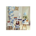 Pastel Beyaz Ve Mavi Makaron Balon Zinciri 50 Adet