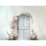 Pastel Çiçeklerle Süslenmiş Şık Kapı Arka Plan 200X150CM, Stüdyo Fonu