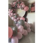 Pastel Gri Pembe Balon 100 Adet + 5 Mt. Balon Zinciri