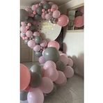 Pastel Gri Pembe Balon 50 Adet + 5 Mt. Balon Zinciri