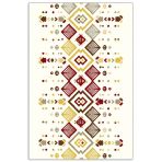 Pastel Home Ekru Modern Etnik Desenli Şönil Halı Kilim Yolluk Gri Bordo Sarı Renk Kaymaz Yıkanabilir