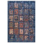 Pastel Home Eskitme Afgan Mavi Şönil Halı Kendinden Saçaklı Halı Kilim Yolluk Kaymaz Yıkanabilir Salon Mutfak