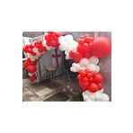 Pastel Kırmızı Beyaz Balon Zinciri 100 Adet + 5 mt balon zinciri