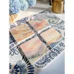 Pastel Manzara ve Bulut Desenli Doğal Taş Bardak Altlığı 4’lü Set - 10 x 10 cm