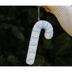 Pastel Mavi Şekerli Noel Çubuğu Süsü, Kar Tanesi Temalı, Yılbaşı Ağacı Dekorasyonu, Pembe ve Beyaz Boncuklu 20 cm