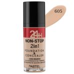 Pastel No:605 24 H Non Stop 2 In 1 Likit Fondöten