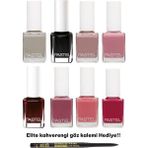 Pastel Oje 8 Li Set 424-425-426-427-428-429-119-38 + Kahverengi Göz Kalemi Hediye !!
