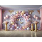 Pastel Renklerle Şenlenen Balonlu Arka Plan, 200X150CM, Stüdyo Fonu - -