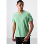 Pastel Yeşil Basic Kısa Kol Standart Kalıp V Yaka Erkek T-Shirt - 87912