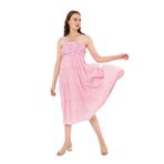 Pastelastore Askılı Pötikare Desenli Yazlık Midi Boy Kadın Elbise 1300 (as3, numeric, numeric_36, numeric_42, Pembe, 38)