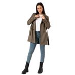 Pastelastore Esnek Pamuk Gabardin Kısa (80cm) Omuz Apoletli Kemerli Kadın Trençkot 1120 (Haki, S (36))