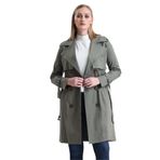 Pastelastore Esnek Pamuk Gabardin Midi (95cm) Astarsız Kadın Trençkot 1118 (Haki, XS (34))