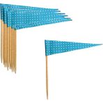 Pastry Planet Mavi Puantiyeli Bayrak Bambu Kürdan 7 cm