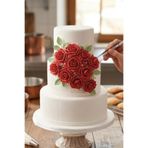 PASTRY PLANET Pasta Üstü Gül Süs 25 Adet Koyu Kırmızı