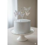 Pastry Planet Pasta Üstü Happy Birhtday & Kelebek Süs Seti Gümüş - 50 Adet