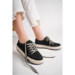 Pasyone Siyah Kadın Sneaker Ayakkabı Düz Taban Konforu ile Şık Tasarım