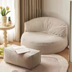 Patara Home Mila Modell Puff & Armut Koltuk 2'li Relax Koltuk - Krem