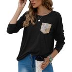 Patchwork Bluz, Alışveriş Için Kadınlar Için Rahat Rahat Uzun Kollu Pullu Glitter Patchwork Bluz (M)