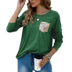 Patchwork Bluz, Alışveriş Için Kadınlar Için Rahat Rahat Uzun Kollu Pullu Glitter Patchwork Bluz (XXL)