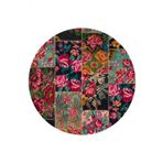 Patchwork Desen Dokuma Pamuk Taban Dijital Dekoratif Yuvarlak Halı Kırmızı 120x120