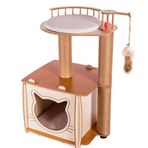 Pati Homes Pro Tırmalamalı Bej Köşk Kedi Evi