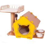 Pati Homes Pro Yataklı Sarı 3'ü 1 Arada Kedi Evi