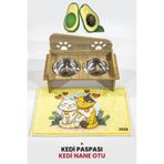 Pati Mama Kabı Kedi Köpek Suluk Mamalık, Paspas Ve Avokado Kedi Nanesi Hediye ahsap