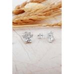 Pati Rodyumlu Mini Gümüş Küpe 7384