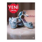 PATİK BEBE KIZ ÇOCUK MAVİ RENK FİYONKLU İÇ KISMI RESİMLİ MİNİK KALIN TOPUKLU ABİYE PRENSES AYAKKABISI