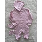 Patikli Jakarlı Üçlü Tulum Set - Pembe - 6 Ay