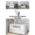 PATİKO FURNİTURE MS 290 BEYAZ BÜYÜYEBİLEN BEŞİK YATAK UYKU SETİ CİBİNLİK TAM TAKIM