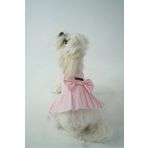 Patilinka Pembe Puantiyeli Fiyonklu Poplin Kedi Köpek Elbisesi