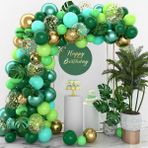 Patimate Yeşil Mavi Balon Kemer Kiti, 145 Koyu Yeşil Balon Kemer, Meyveli Yeşil Mavi Altın Konfeti Balonları ve Monstera Yaprakları, Bebek Partisi Balonları, Orman Doğum Günü Partisi, Hawaii Dekorasyonu