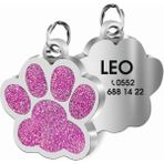 Patimio Isimli Simli Çelik Kedi Köpek Künyesi Pembe 2 S Pembe