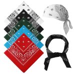 patinadrift 5 adet bandana, kadın ve erkek için, 5 renk, baş örtüsü, kadınlar için, yaz, şal desenli, eşarp, saç şalı (54 x 54 cm), Siyah, kırmızı, beyaz, deniz mavisi, koyu yeşil, Tek Beden