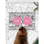 PatiPeti 45 x 70 cm Gri Pembe Kediler Kedi Köpek Mama Paspası ve Beslenme Altlığı