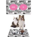 PatiPeti 50 x 35 cm Gri Sevimli Kediler Kedi Köpek Mama Altlığı Mama Paspası