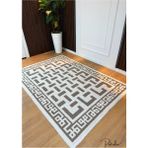 Patiska Yıkanabilir Dekoratif Labirent Desen Pamuk Bukle Kilim - 120 x 180 cm - Kahverengi