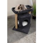 PATİSTORE Oslo Antrasit Wellsoft Kumaşlı Yıkanabilir Kedi Tırmalama Ve Oyun Evi - Sarsılmaz Ağır Tabanlı Sağlam MDF Kedi Kulesi