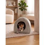 Patitex Yumuşak Kadife Kumaş Kedi Yuvası - Çıkarılabilir Pofuduk Minderli Kapalı Kedi Yatağı - 41 x 41 x 50 cm - Bej - Bej